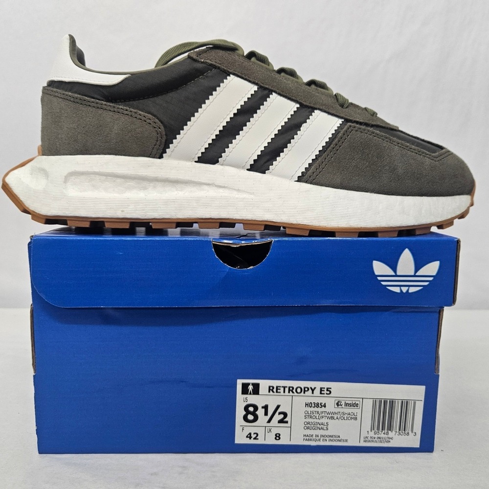 Adidas Retropy E5 Casual Sneakers H03854 Olive White Gray Boost Mens Size 8.5